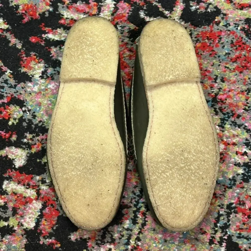 WORN ONCE Quoddy True Penny Loafers Olive Green Handsewn Chromexcel Crepe 8 D